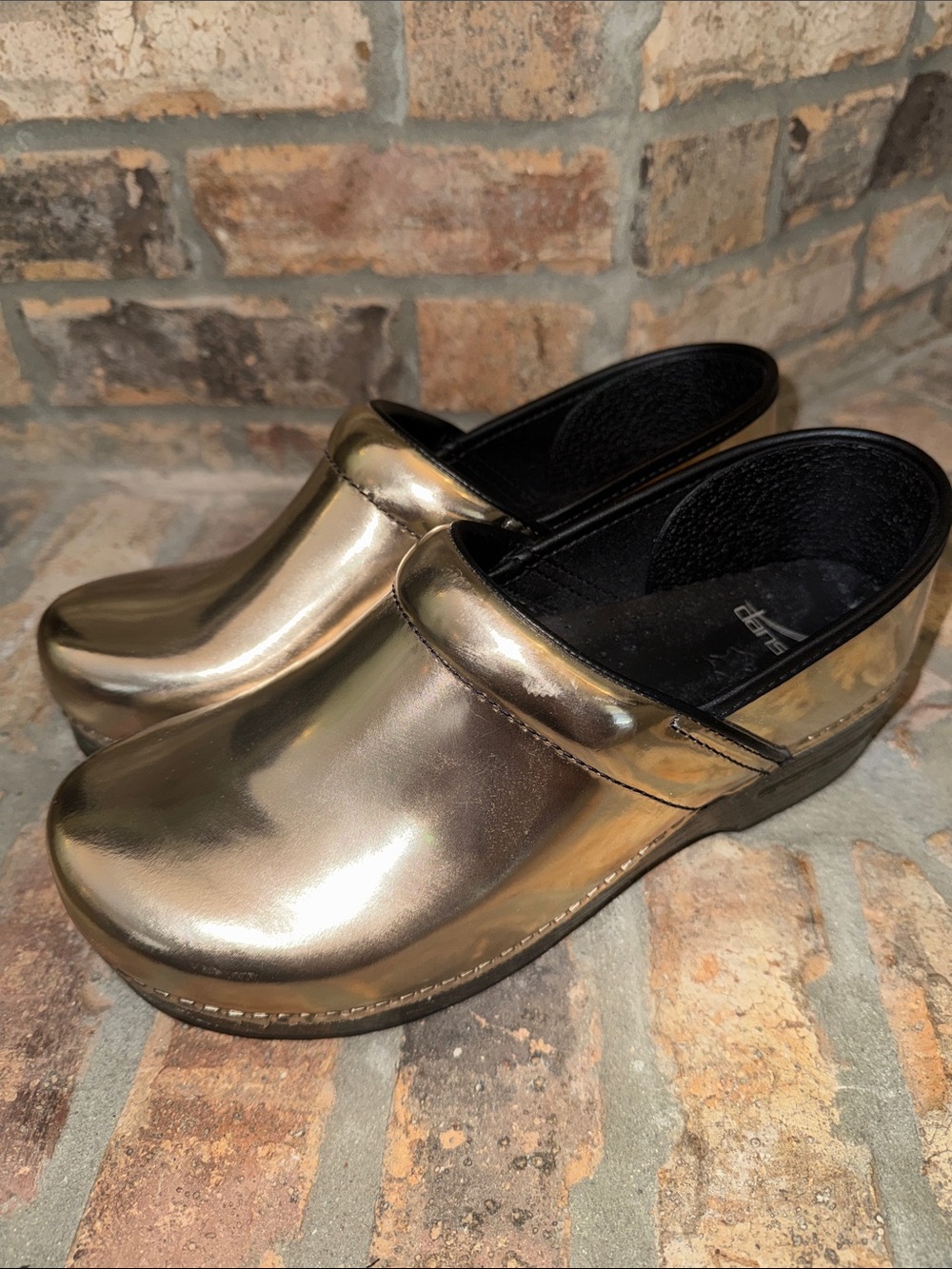 DANSKO Women's Metallic Gold Women's Clog Mules - Slip-On Comfort -- Size UK41